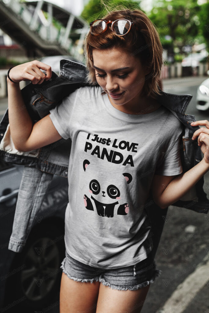 Love Panda Tshirt - Women Grey Color